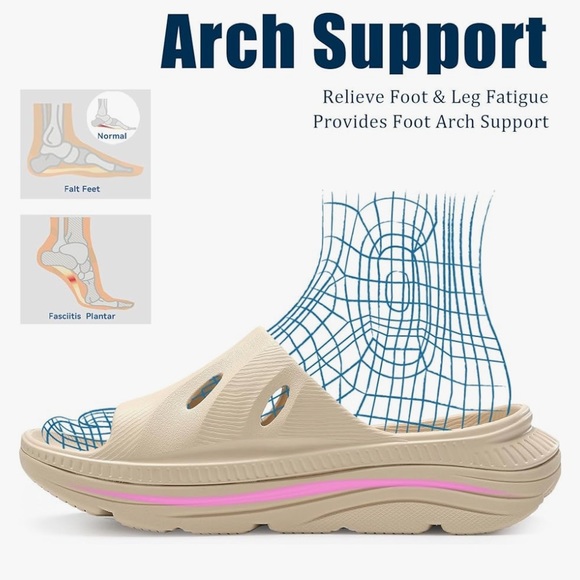 🆕 Recovery Slides / Sandals Size 10 Women / 8 Men’s in Beige Comfy - Picture 3 of 15